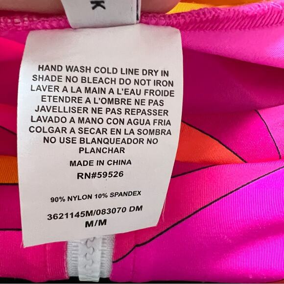 New Trina Turk Bright Pink Orange Wave Stripe Print One Piece Swimsuit sz M - Picture 5 of 6